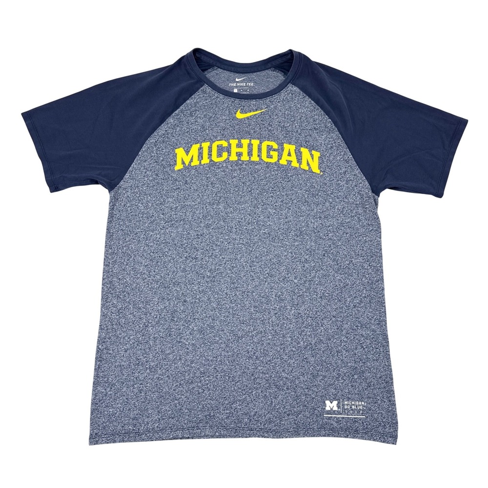 Michigan Wolverines Shirt Mens Size Large Blue Nike Tee Athletic Cut NCAA